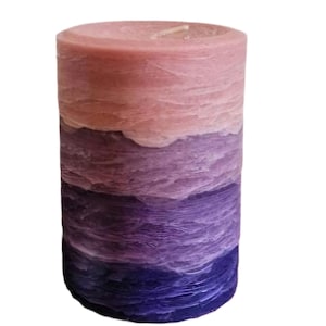 Pink Purple Lilac Violet Handcrafted Ombre Pillar Candle