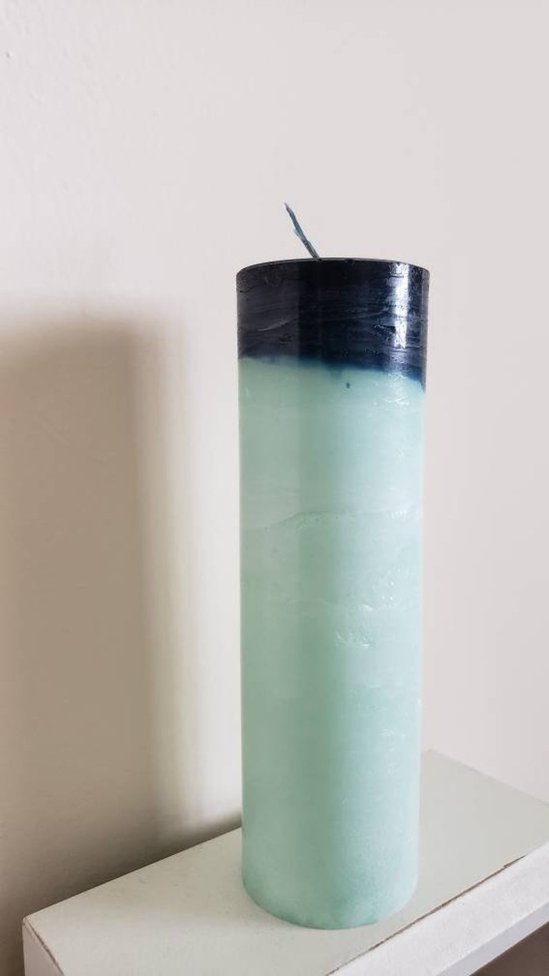 Seafoam Green and Dark Teal Beach Pillar Candle Etsy
