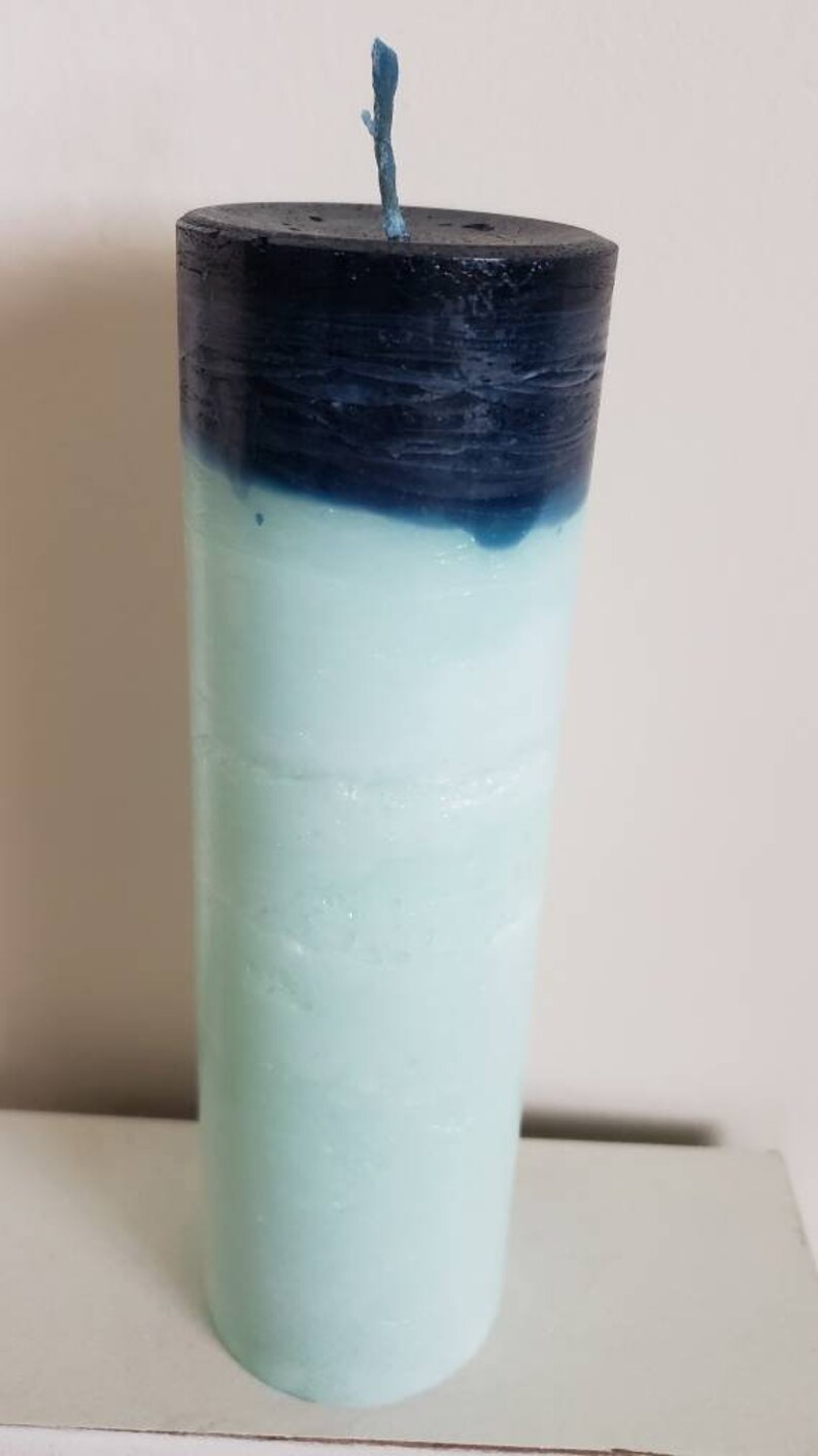 Seafoam Green and Dark Teal Beach Pillar Candle Etsy
