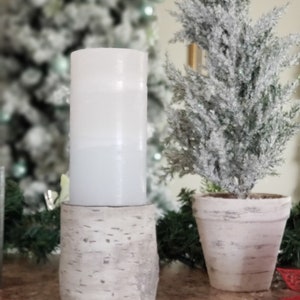 Woodland Frosted Ice White Holiday Winter Christmas Pillar Candle