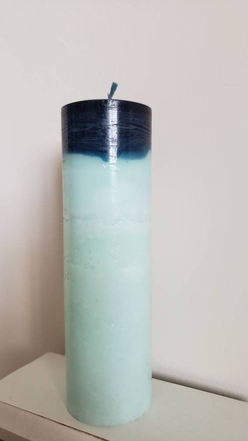 Seafoam Green and Dark Teal Beach Pillar Candle Etsy