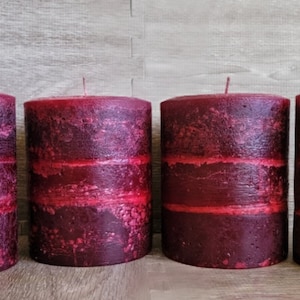 Burgundy Red Christmas Fall Decorative Pillar Candle Scented or Unscented l Handmade Decorative Pillar Candle For Decor or Gifts