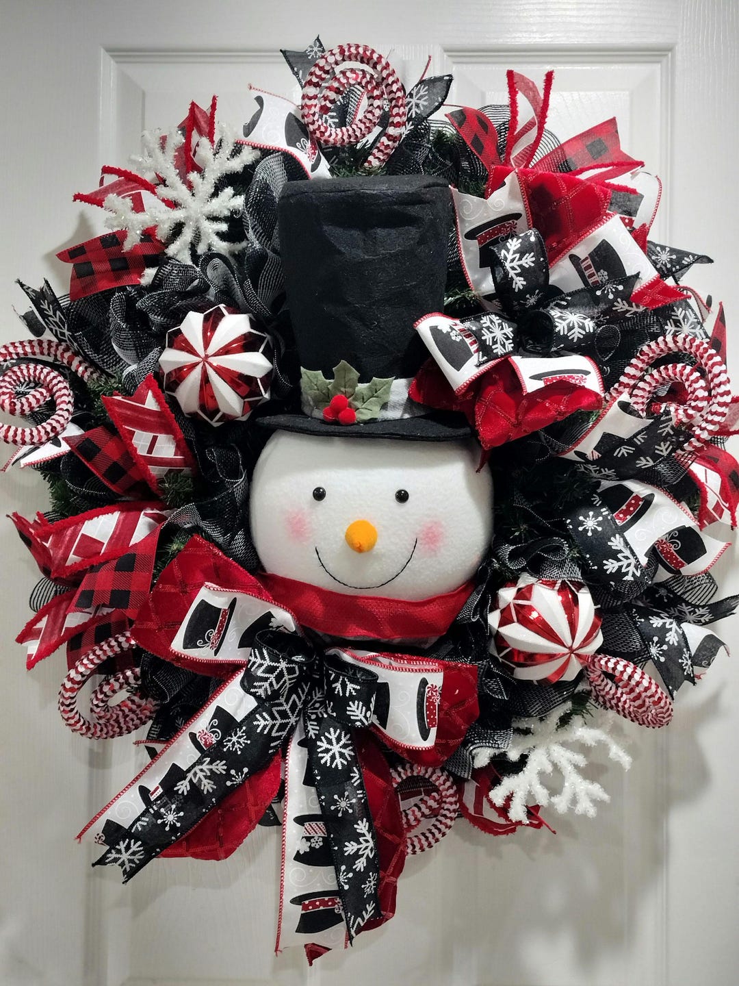 Snowman Wreath,snowman Front Door Wreath,winter Wreath,snow Wreath ...