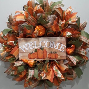 Fall wreath, Fall wreaths, Autum wreath, Autumn wreaths, Fall Harvest decor, Fall front door wreath, Fall front door decor, Welcome fall