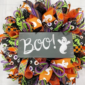 Halloween wreath,Halloween door wreath,Front door Halloween wreath,Mesh Halloween wreath,Halloween wreaths,Halloween door decor,Halloween