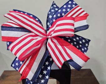 Patriotic bow,Patriotic bows,Wreath bow,Wreath bows,Patriotic decor,Patriotic embelishment,Patriotic lantern bow