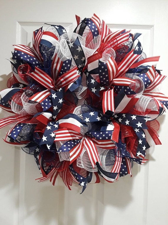 Patriotic wreaths,Patriotic wreath,Mesh patriotic wreath,Memorial Day decor,4th of July wreath,Veterans Day wreath,memorial,USA wreath,USA