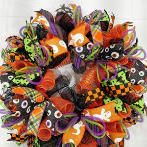 Halloween wreath,Halloween door wreath,Front door Halloween wreath,Mesh Halloween wreath,Halloween wreaths,Halloween door decor,Halloween