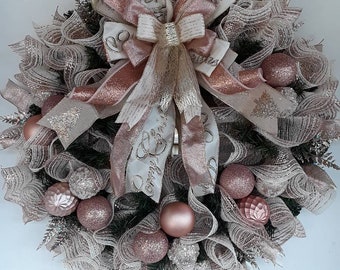 Rose Gold Christmas Wreath, Rose Gold Christmas Wreaths,rose Gold