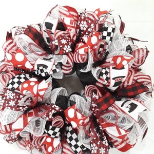 Let it snow wreath, Christmas wreath, Snowman wreath, Red Black White Christmas Wreath, Christmas decor, Snowman wreath for front door,snow