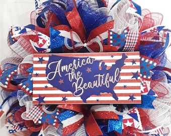 Patriotic wreaths,Patriotic wreath,Mesh patriotic wreath,Memorial Day decor,4th of July wreath,Veterans Day wreath,memorial,USA wreath,USA