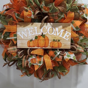 Fall wreath, Fall wreaths, Autum wreath, Autumn wreaths, Fall Harvest decor, Fall front door wreath, Fall front door decor, Welcome fall