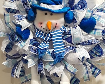 Snowman wreath,snowman front door wreath,winter wreath,snow wreath,snowflake wreath,snowman decor,christmas wreath,snowman, christmas decor