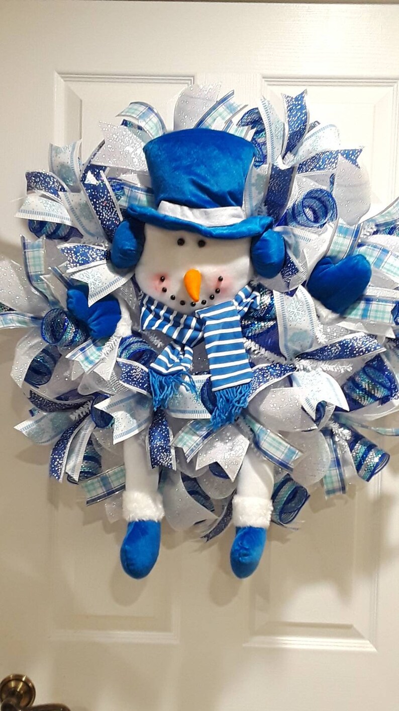 Snowman Wreath,snowman Front Door Wreath,winter Wreath,snow Wreath ...