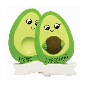 Personalized Christmas Ornament, Expecting Ornament, Pregnant Christmas Ornament, Family Avocado Xmas Ornament, Expecting Family 1 child