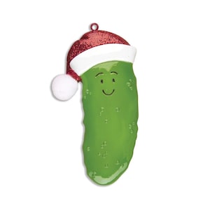 Personalized Christmas Ornaments - Christmas Pickle with Santa Hat/Dill Pickle Ornament/Pickle Ornament/Hide The Pickle - German Tradition