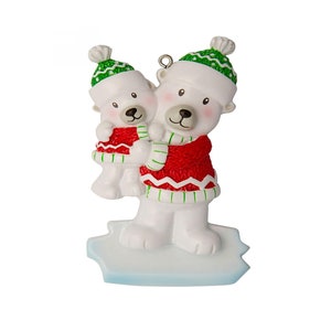 Personalized Christmas Ornament - Single Mom or Dad With 1 Child or 2 Children/Grandparent/ Polar bear with kids