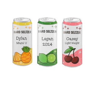 Hard Seltzer Personalized Christmas Ornament Lime Pineapple Cherry Alcoholic Beverage Food and Drink