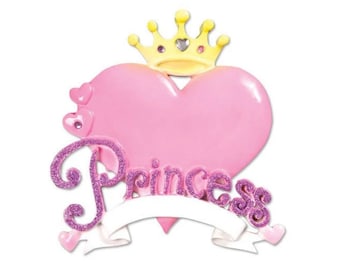 Personalized Christmas Ornaments Child-Princess Heart/Personalized by Santa/Princess Ornament/Personalized Ornaments for Kids