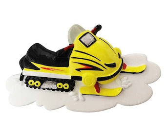 Yellow Snowmobile Personalized Ornament