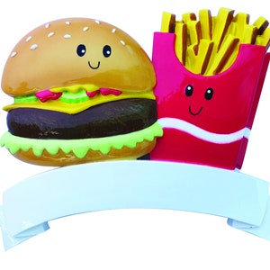 Personalized Christmas Ornament Burger and Fries, Couple Christmas Ornament, New 2021  Personalized By Santa Christmas Ornament