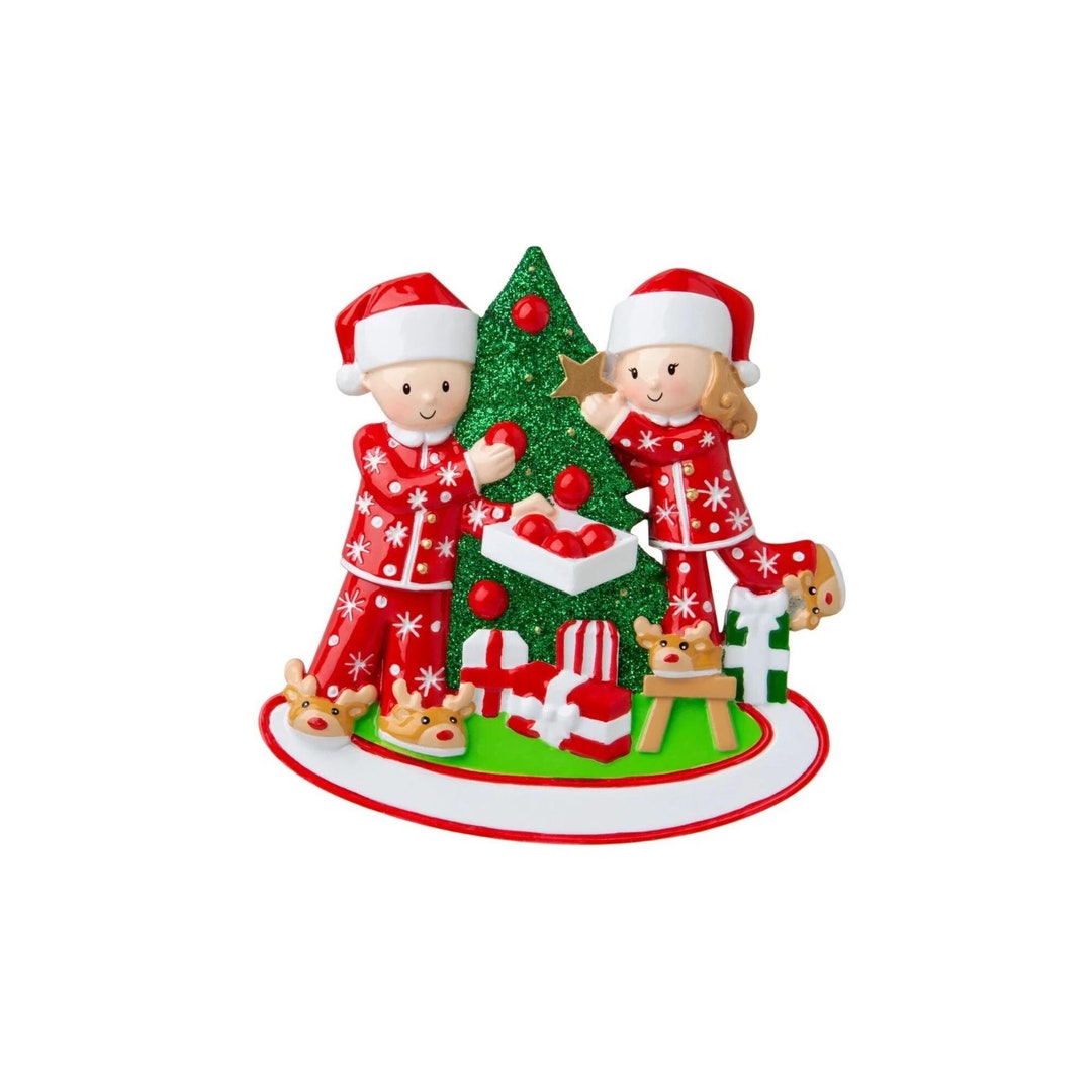 Personalized Christmas Ornament Couples- Couple Decorating a Tree – Our ...