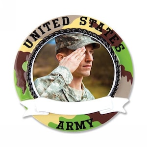 Personalized Christmas Picture Frame Ornament - United States Army/Military/Patriotic/Camouflage