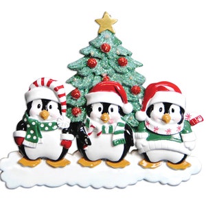 Personalized Christmas Ornament Family Series - Penguin Family/ Large Family/Winter/Penguins/Friend Group Ornament