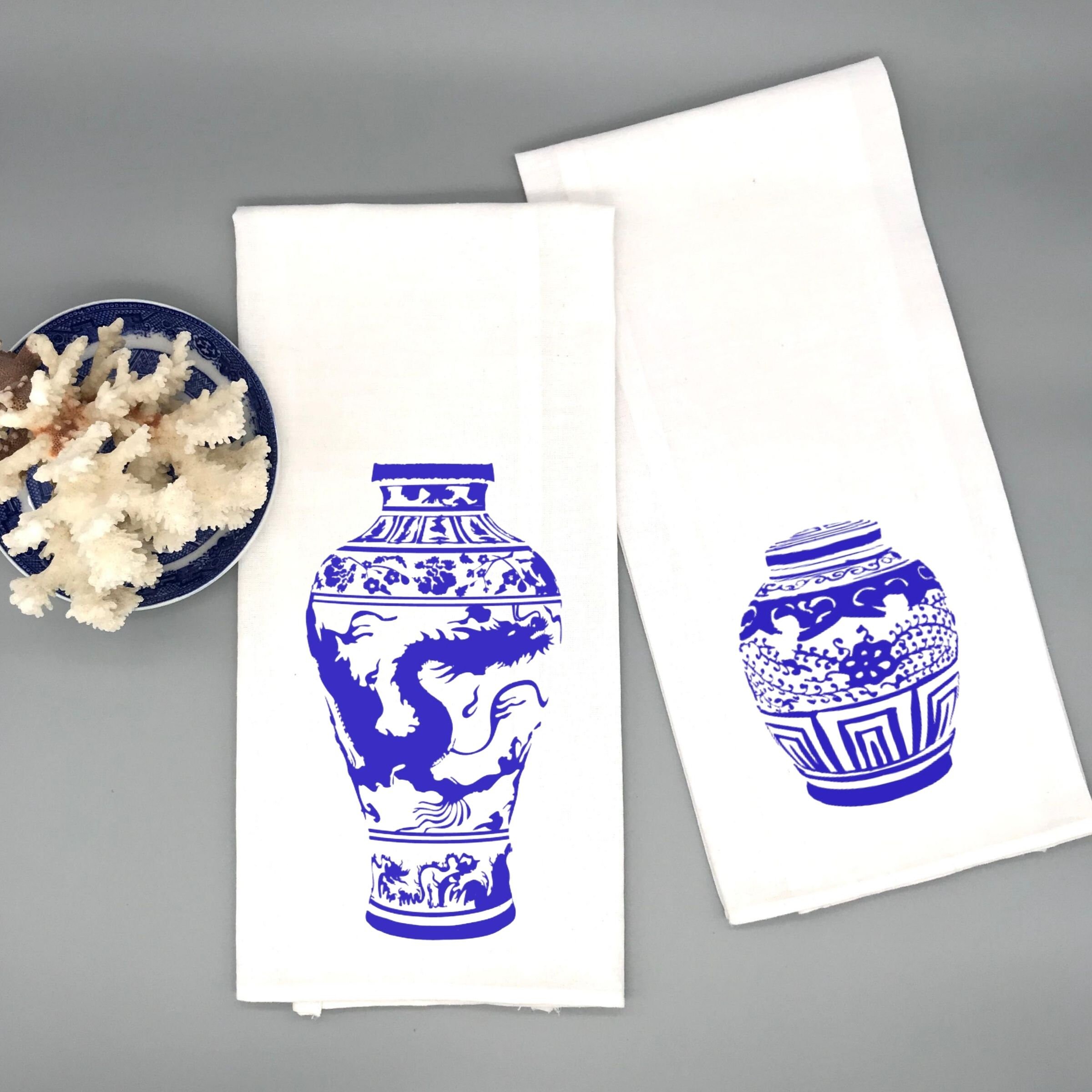 Ginger Jar Tea Towels Chinoiserie Tea Towels Chinoiserie Etsy