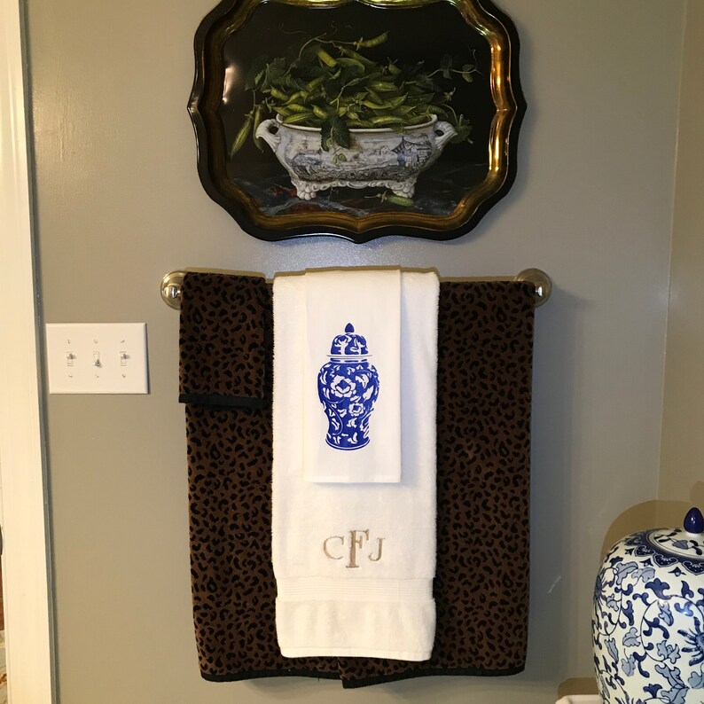 Ginger Jar Tea Towel Chinoiserie Tea Towel Blue White Decor Etsy