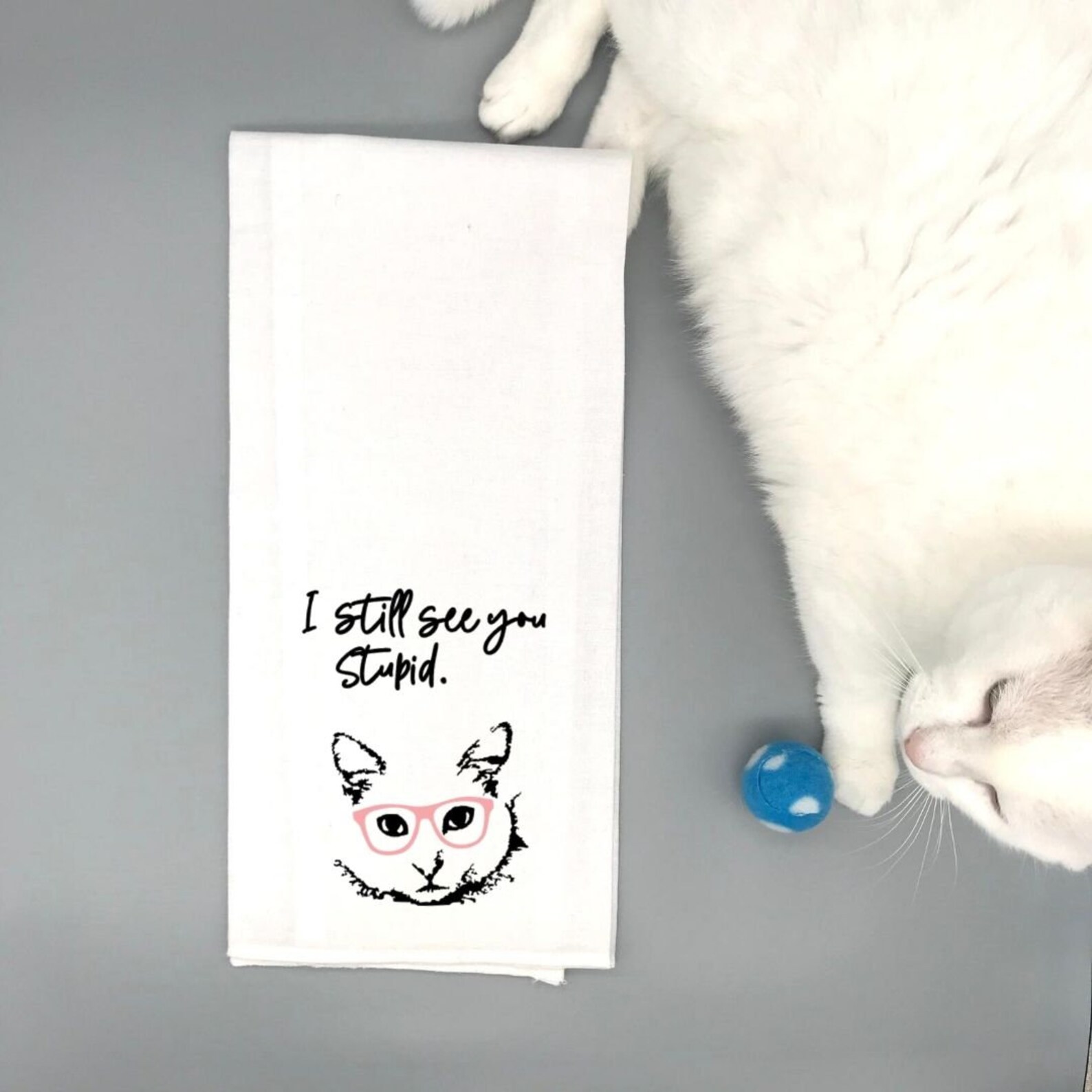 Funny Cat Towel Funny Cat Gift Cat Tea Towel Cat Kitchen Etsy