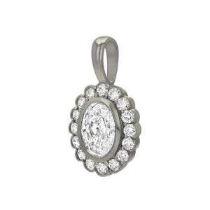 Heirloom Oval Halo Moissanite Pendant | Oval Bezel Set Necklace | Vintage Inspired Diamond Pendant | 14KT Gold Vermeil Gift for Her image 10
