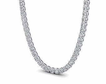 Moissanite Tennis Necklace with 925 sterling silver for Women (2mm, 3mm, 4mm Moissanite Tennis Necklace )