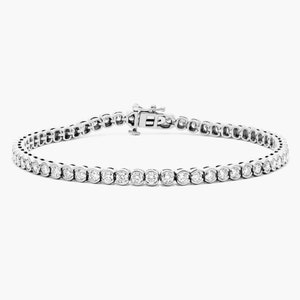 Moissanite Diamonds Tennis Bracelet with Bezel for women 2mm and 3mm (18k Gold Plated) | Oscar Jewelry