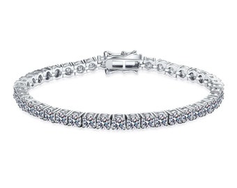 Bracelet tennis moissanite diamants pour femme 2 mm et 3 mm (argent sterling 925)