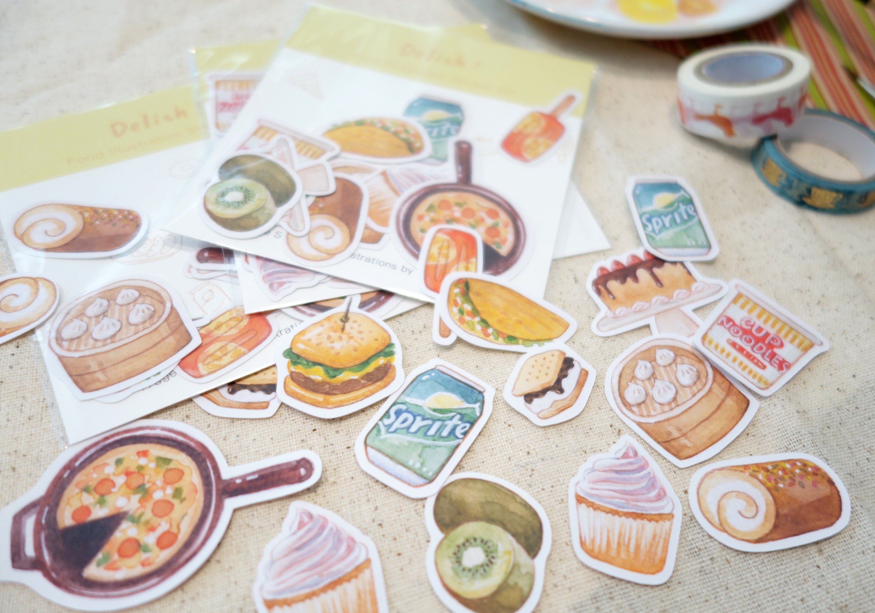 Delish Food Sticker Set-watercolor Food Illustration-food Recipe ...