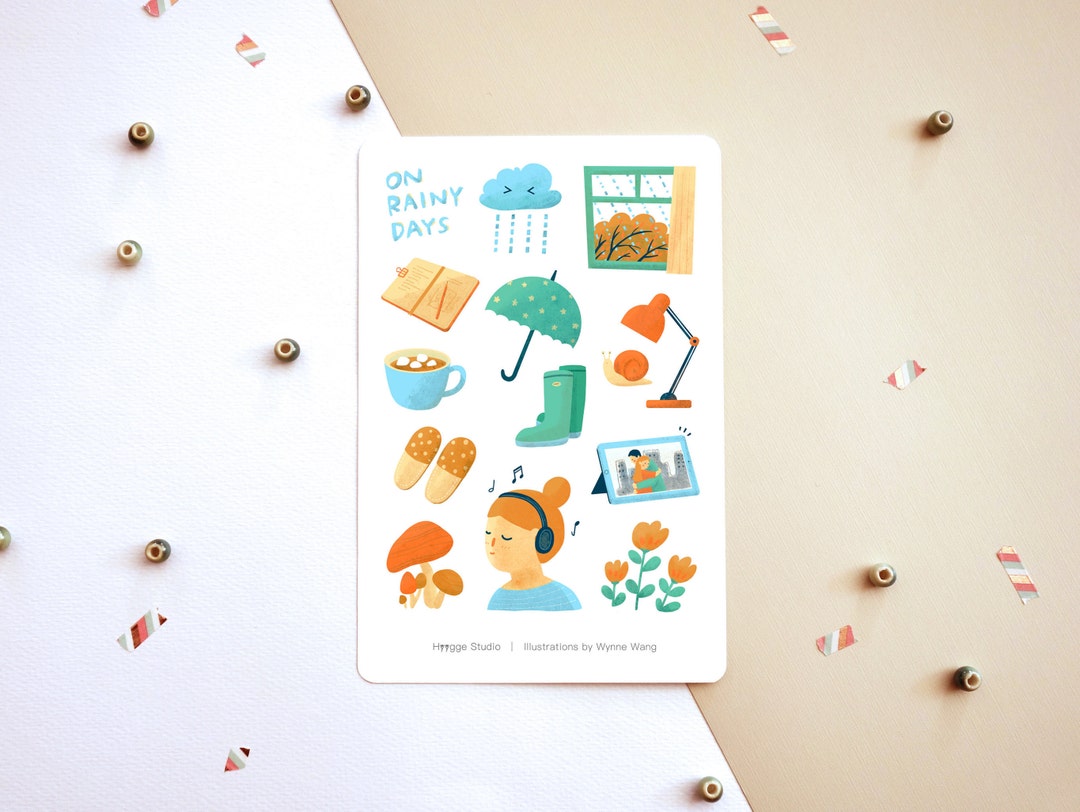 Rainy Days Sticker Sheet -bullet Journal Stickers - Cute Illustration ...