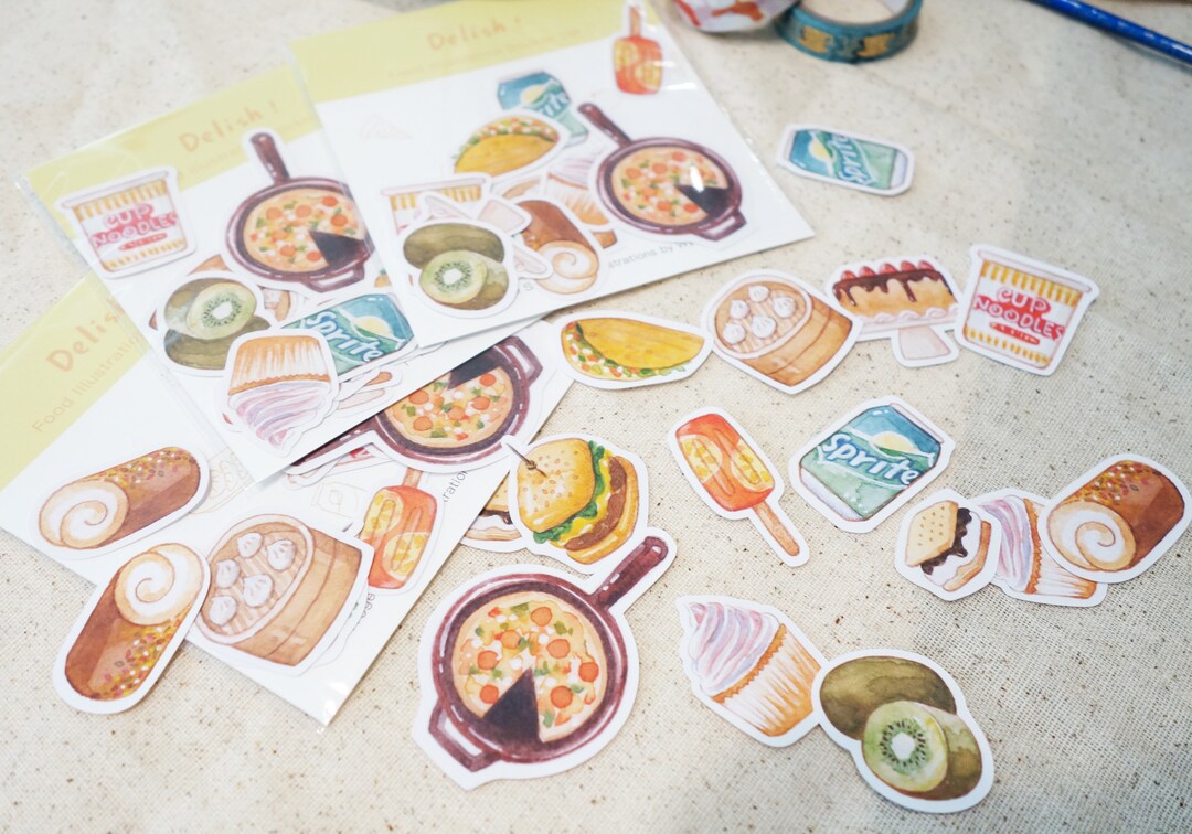 Delish Food Sticker Set-watercolor Food Illustration-food Recipe ...
