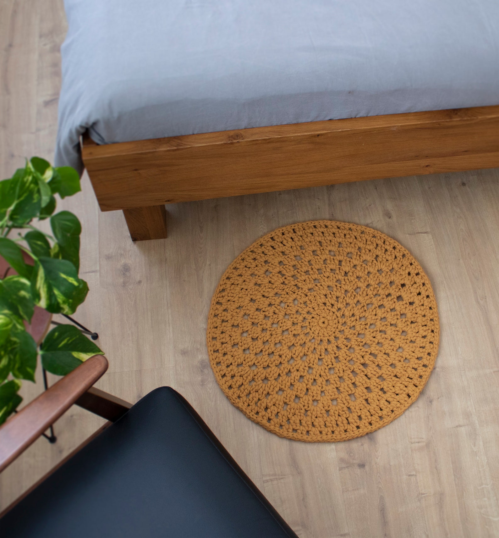 Mustard yellow round rug/ Small mustard bathroom rug/ Round Etsy España