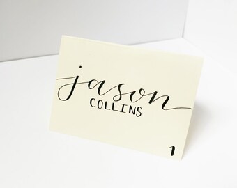 Black ink place cards, wedding cards, escort cards, calligraphy