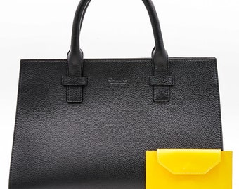 The Beverly Bag - origineel ontwerp - zwart met gele portemonnee