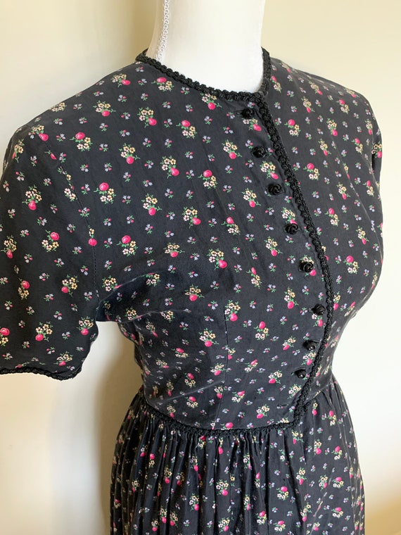 Vintage dress black floral festival prairie house