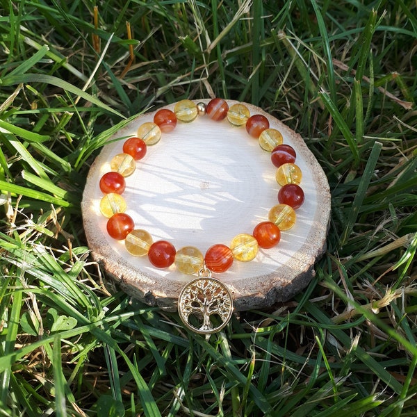 Bracelet en pierres naturelles 8mm en citrine et agate rouge