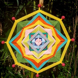 Mandala, Ojos de Dios, Décoration murale, tissage à la main en fil de laine, 8 pointes, 29 cm