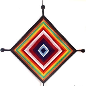 Mandala Ojos de Dios, vibración, Decoración de paredes, tejido a mano en hilos de algodón, 4 puntos, 30 cm