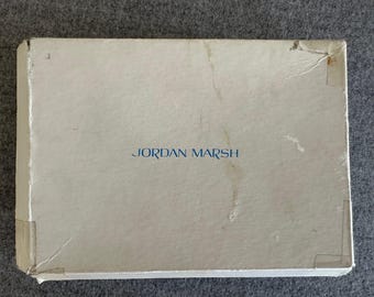 Boîte-cadeau Jordan Marsh vintage - Motif floral bleu, 1960s