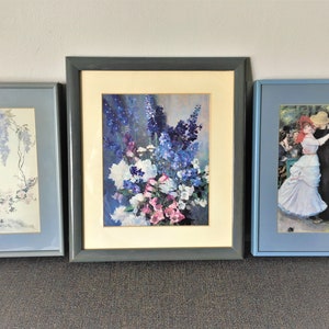 Framed Print Blue/Gray Frames,Summer Blossoms-Chao Shu-Ju, Le Bal Bougival-Renoir, Larkspur/Peonies-Laura Coombs Hill, SELLING INDIVIDUALLY