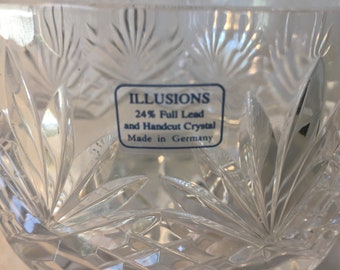 Cuenco de cristal tallado a mano Illusions F - 34 % de plomo, fabricado en Alemania, peso pesado