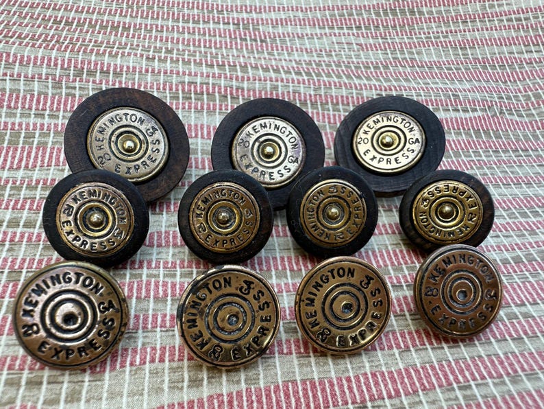 Express Button Vintage Kemington Express Buttons: Brass & Wood Trim, Set of 11 - Etsy