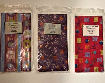 Marcel Schurman Collection Tissue Paper NIP ~ Birthday Dragonflies Design Each Pkg has 4 sheets 20&quot; x 28&quot;  Vibrant Tissue Paper  1990&#39;s